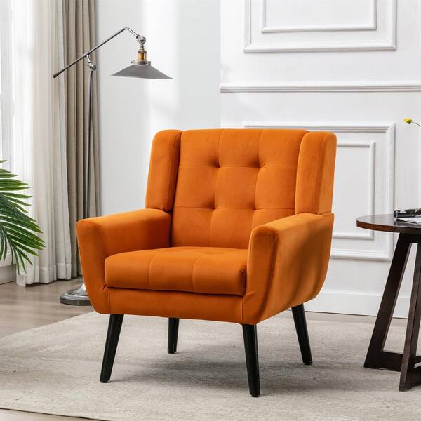 orange velvet lounge chair