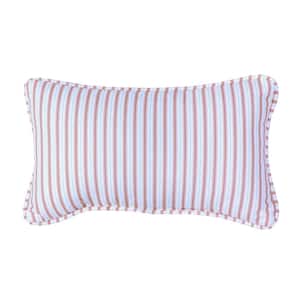 Ticking Stripe Ivory Chili Outdoor Lumbar Pillow (1-Pack)