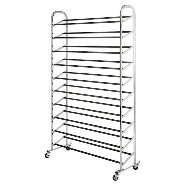 Whitmor Deluxe Rack Collection 36.50 in. x 59.5 in. 50-Pair Chrome Shoe Organizer