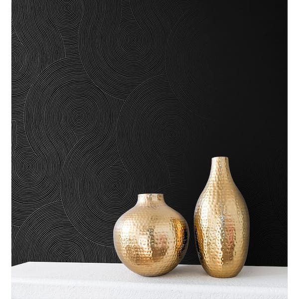 57.5 sq. ft. Ebony Swirl Geometric Pre-Pasted Paper Wallpaper Roll