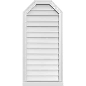 20" x 42" Octagonal Top Surface Mount PVC Gable Vent: Non-Functional with Brickmould Sill Frame