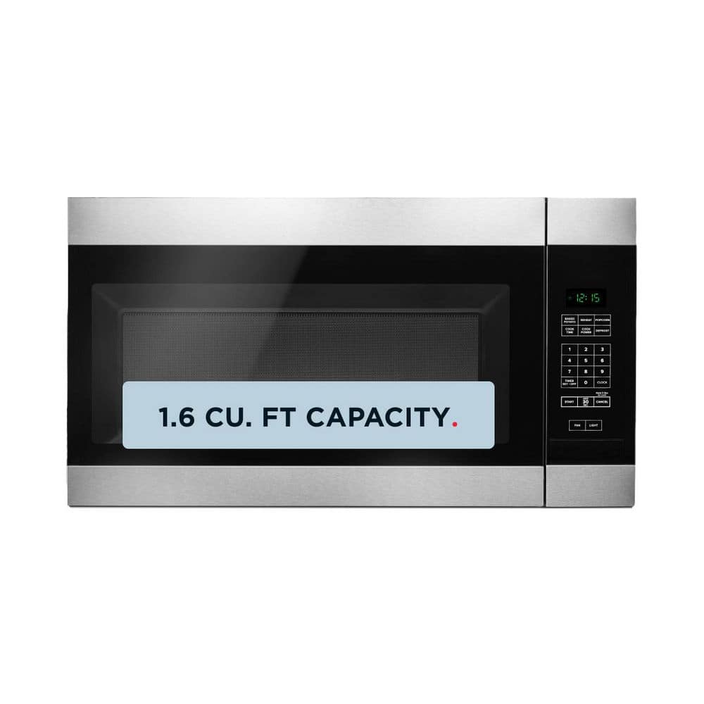 1.6 cu. ft. Stainless Steel Electric 1000-Watt Over the Range Microwave 300 Exhaust CFM with Add 0:30 Seconds