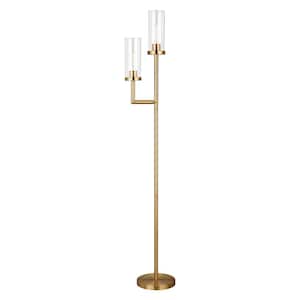Basso Brass Floor Lamp Clear Glass Shades