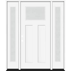 Legacy 68 in. x 80 in. 1/4 Toplite Rain Glass RHIS Primed White Finish Fiberglass Prehung Front Door w/Dbl 14 in. SL