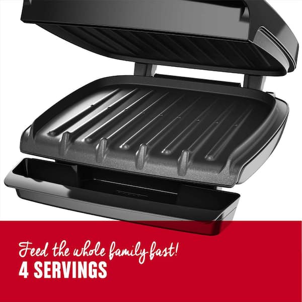 George Foreman 60 sq. in. Black Fixed Plate Indoor Grill