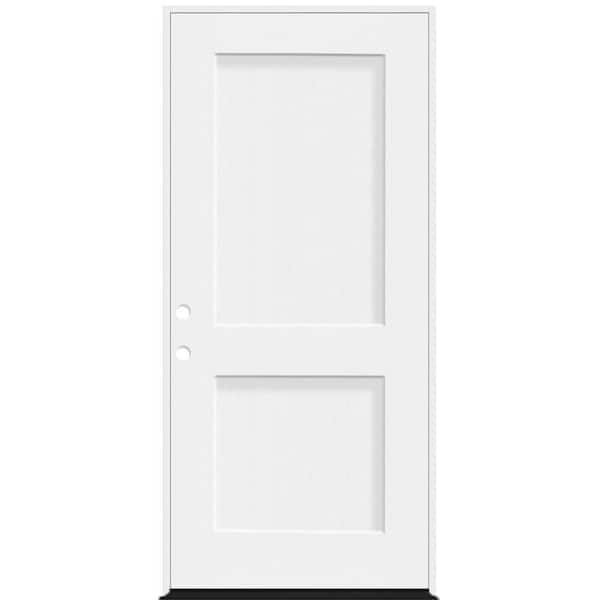 Steves & Sons Legacy 32 in. x 80 in. 2P Squaretop Shaker RHIS Unfinished White Fiberglass Prehung Front Door w/6-9/16 Jamb