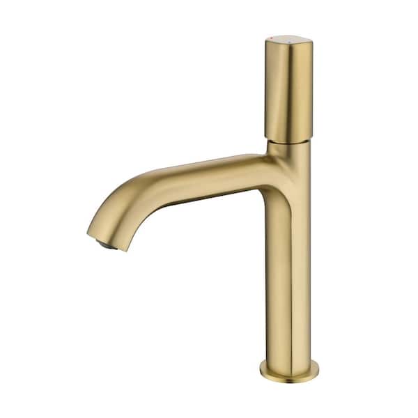Mondawe Single Handle Single Hole Bathroom Faucet in Brushed Gold