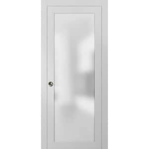 18 in. x 80 in. 1-Panel White Finished Solid Wood Sliding Door with Pocket Hardware