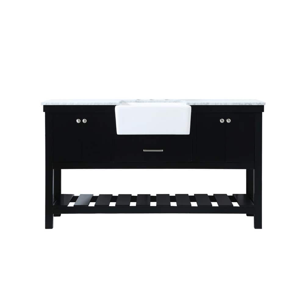 Timeless Home 22 in. W x 60 in. D x 34.125 in. H Bath Vanity in Black with 