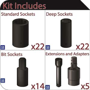 1/2 in. Drive Impact Socket and Accessory (63-Pieces)