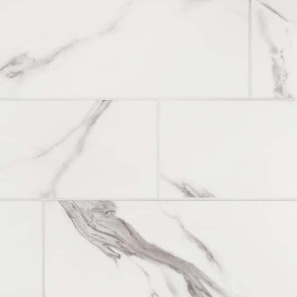 Statuario White 8 in. x 24 in. Matte Subway Ceramic Wall Tile (11.625 sq. ft. /Case)