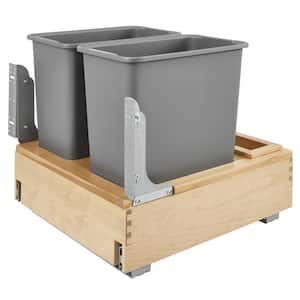 Gray Double Pull Out Bottom Mount Trash Can 30 Qt