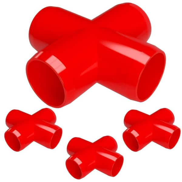 Formufit 1 in. Furniture Grade PVC Cross in Red (4-Pack)