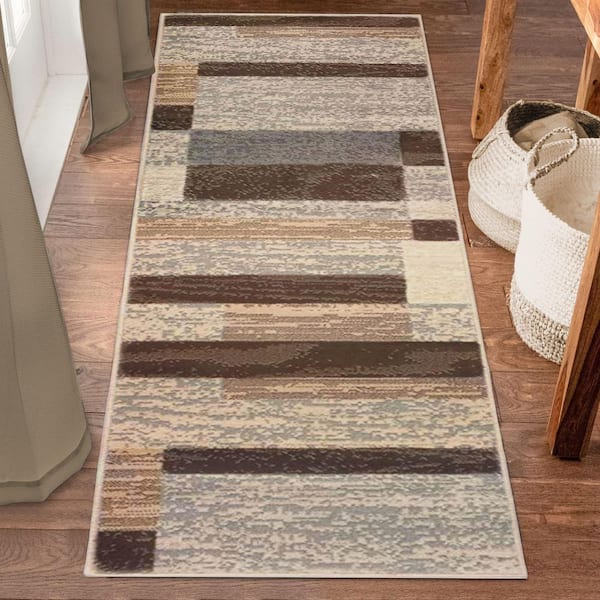 Rockwood Slate 2 ft. 7 in. x 8 ft. Geometric Patchwork Polypropylene Area Rug