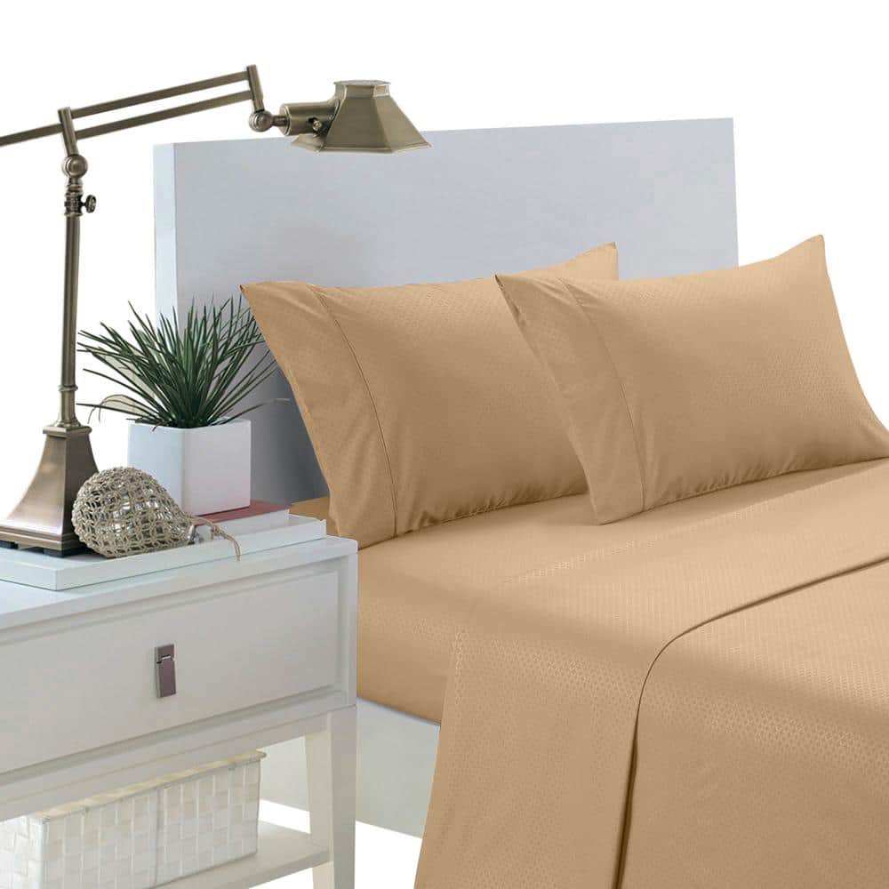 Brushed Extra Soft 1800 Series Taupe Full Microfiber Luxury Embossed Deep P