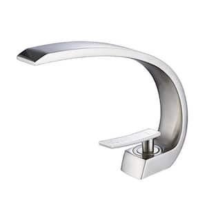 Single Handle Single Hole Bathroom Faucet in Brushed Nickel with Spot Resistant