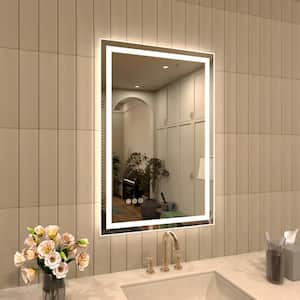 20 in. W x 30 in. H Frameless Beveled LED Single Bathroom Vanity Mirror in Polished Crystal