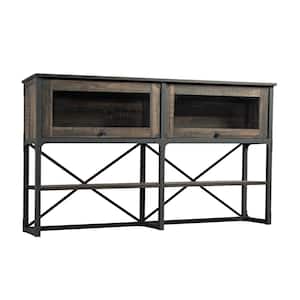 Steel River Carbon Oak66.142 in. Desk Hutch with Glass Doors