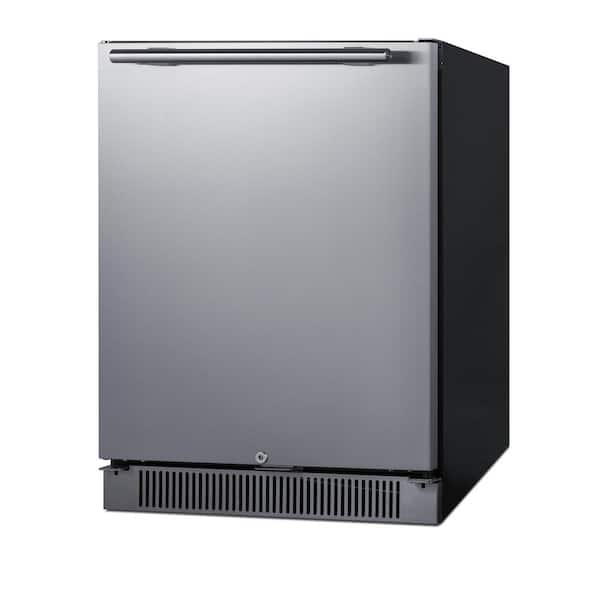 Summit Appliance Shallow Depth 19 in. 3.1 Cu. ft. Outdoor Mini Fridge in Stainless Steel Without Freezer, Silver