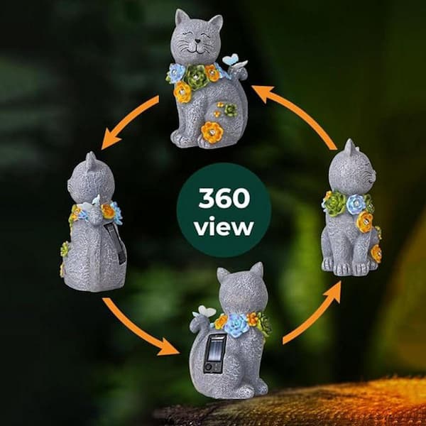 Solar Cat Garden Statues L0D3YFDSF4 - The Home Depot