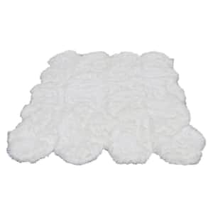 White 5 ft. x 7 ft. Faux Fur Luxuriously Soft and Eco Friendly Area Rug