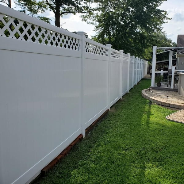 Weatherables Glenshire 6 ft. x 8 ft. White Vinyl Lattice Top Fence Panel Kit
