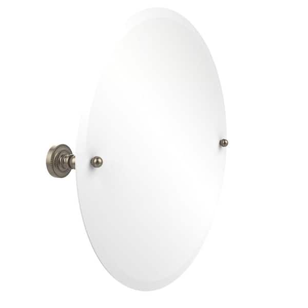 Allied Brass Dottingham Collection 22 in. x 22 in. Frameless Round Tilt Mirror with Beveled Edge in Antique Pewter