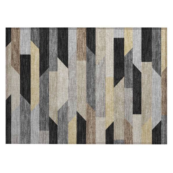 Chantille Machine Washable Indoor/Outdoor Abstract ACN3113 Graphite 3 ft. x 4 ft. Area Rug