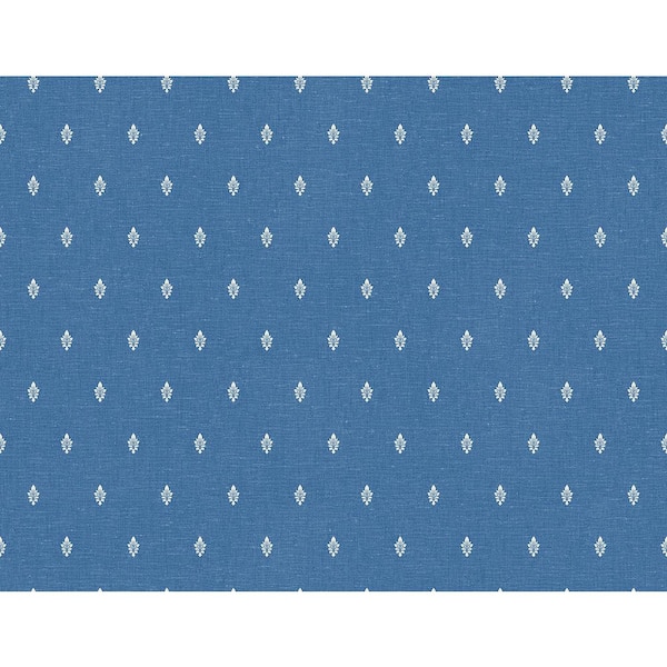 Seabrook Designs Denim Wash Petite Feuille Sprig Paper Unpasted Nonwoven Wallpaper Roll 60.75 sq. ft.
