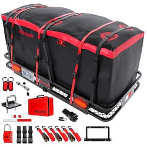 70 in. x 30 in. x 6 in. 500 lbs Capacity XL Hitch Cargo Carrier w/Rear Lights, 40 CuFt Red Cargo Bag, Locks and Straps