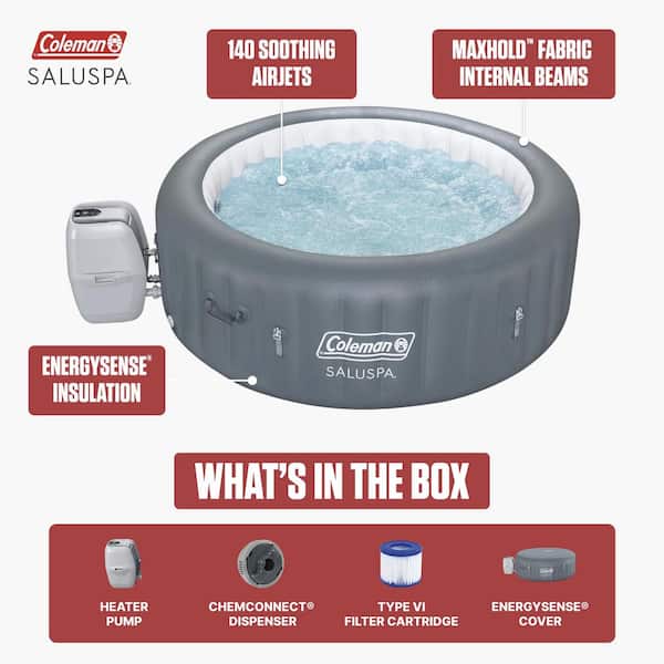 SaluSpa 6-Person Air Jet Inflatable Hot Tub w/EnergySense Cover,77"x28"