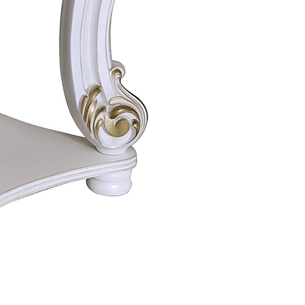 Vendome Antique Pearl Wood and Metal Scrolled Side Table