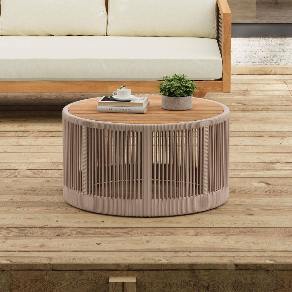 Brown Outdoor Rattan rope and Acacia Wood Coffee Table price history on PriceWatchPro