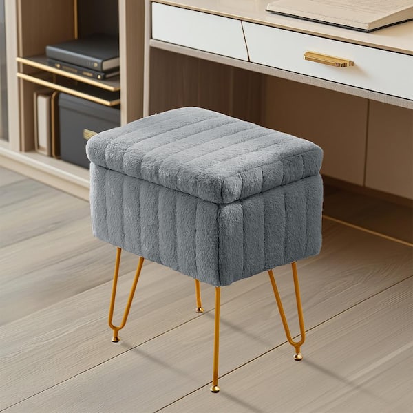 Yangming 16 in. Black Round Faux Leather Storage Ottoman