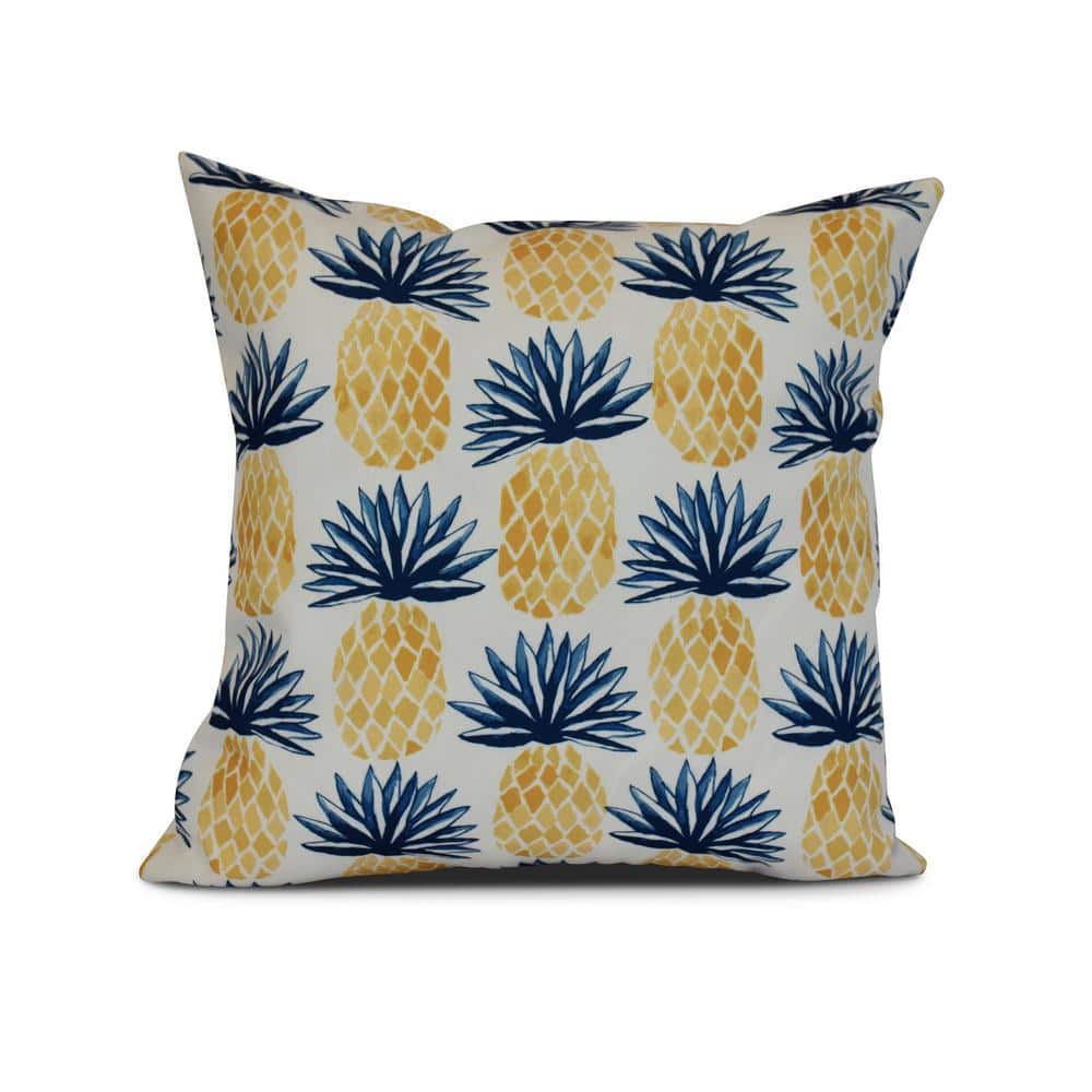 Pineapple Blue Graphic 17 in. x 17 in. Throw Pillow
