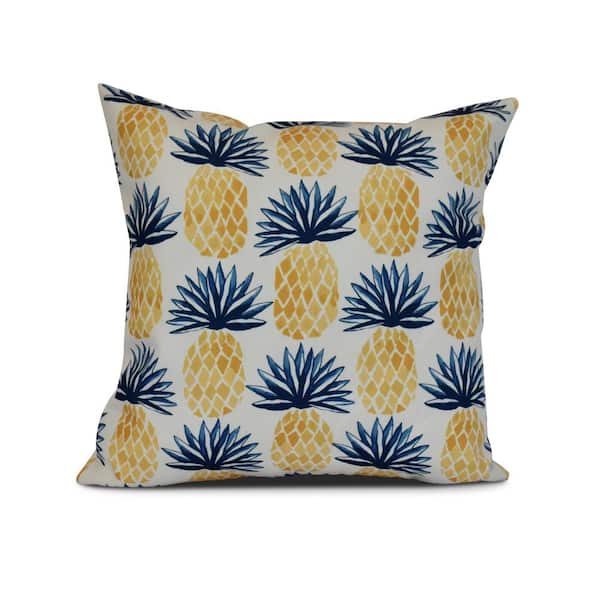 Unbranded Pineapple Blue Graphic 17 in. x 17 in. Throw Pillow