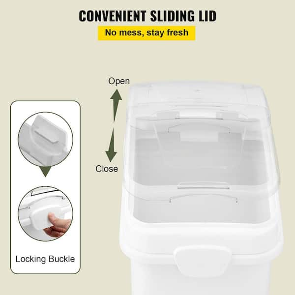 VEVOR Rice Storage Container, 27Gallon/100L Capacity Large Dog Food Dispenser Bin, Kitchen Ingredient Grain Cereal Flour Bin, 1 Pack, White