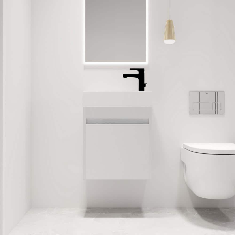 18.1 in. W x 10.2 in. D x 22.8 in. H Wall-Mounted Bath Vanity in White with