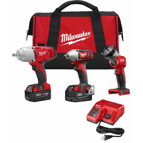 Milwaukee M18 18V Lithium-Ion Cordless Combo Tool Kit (3-Tool) with (2) 3.0 Ah Batteries, (1) Charger, (1) Tool Bag