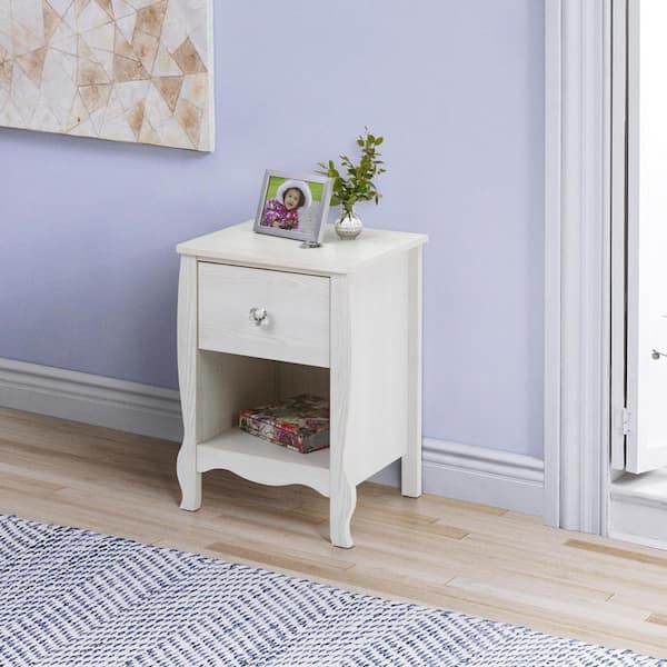 4D Concepts Lindsay 1-Drawer White Nightstand