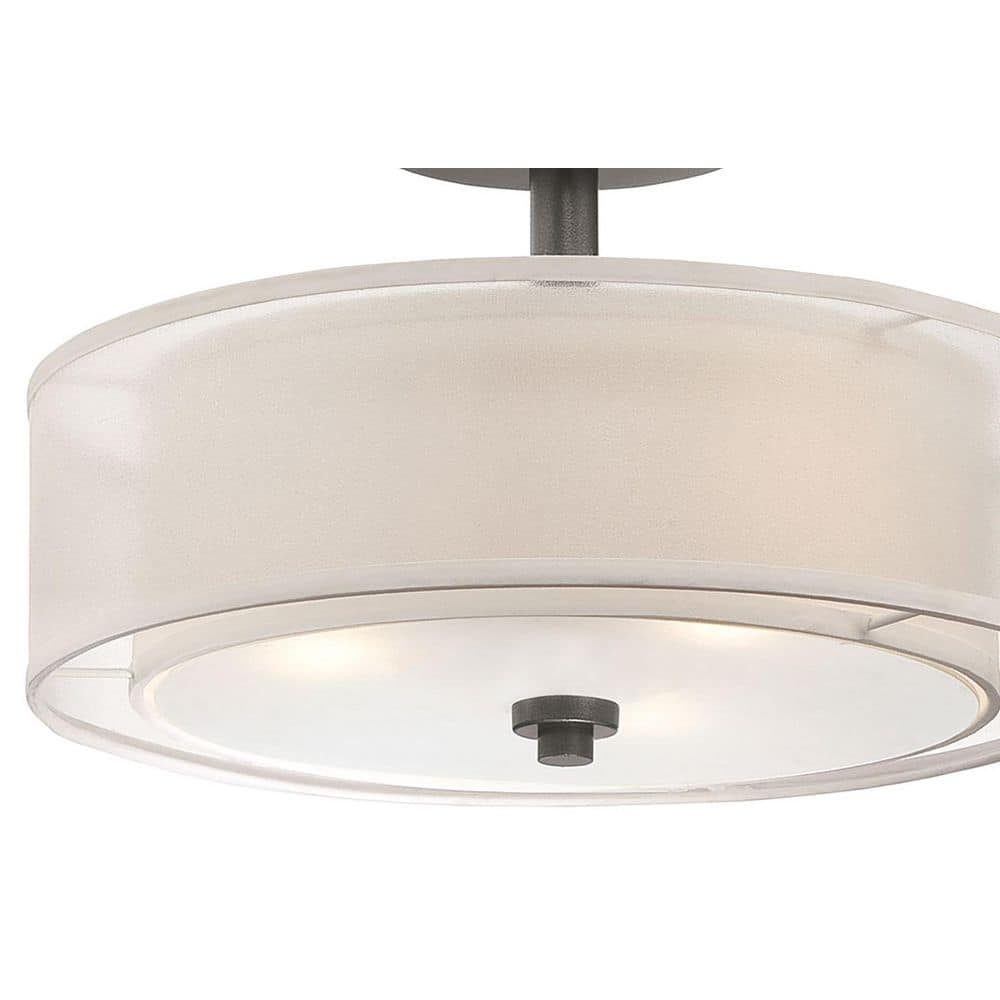 Cosmopolitan Smoked Iron 3-Light Drum Ceiling Light with Glass Diffuser