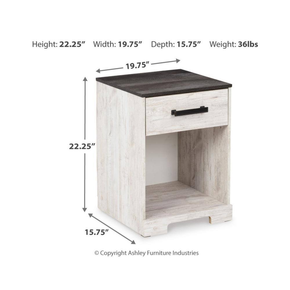 Gray and White 1-Drawer Nightstand with Open Cubby