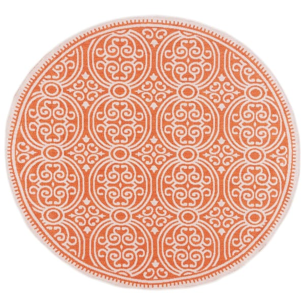 SAFAVIEH Bermuda Rust/Ivory 7 ft. x 7 ft. Ornate Border Geometric ...