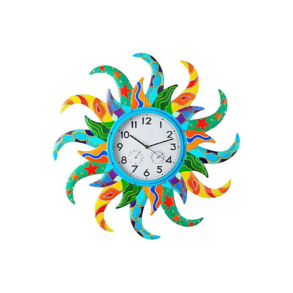 25 in. Blue Analog Plastic Waterproof Sun-Shaped Wall Clock