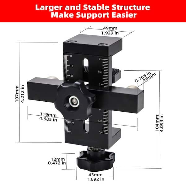 Numhew Black Aluminum Adjustable Cabinet Door Mounting Jig with