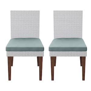 Acacia Wood Outdoor Dining Chair with Spa Cushions (Set of 2)