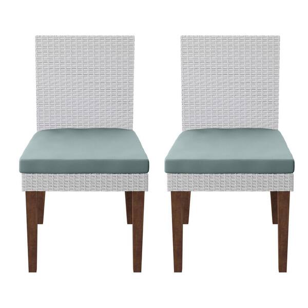 TK CLASSICS Acacia Wood Outdoor Dining Chair with Spa Cushions (Set of 2)