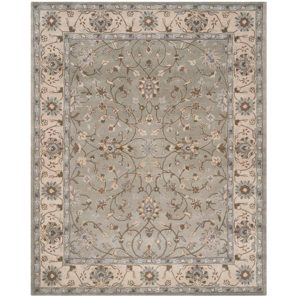 Elegant Heritage Gray Hand-Tufted Wool Rectangular Rug, 9' x 12'