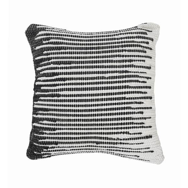 Unbranded Elsie Black / White Geometric Striped Soft Poly-Fill 18 in. x 18 in. Indoor Throw Pillow