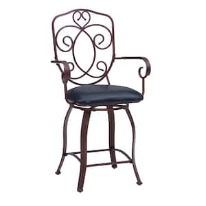 Greta 42.38"H Bronze Crested Back Metal 24" Seat Height with Faux Leather Padded Seat